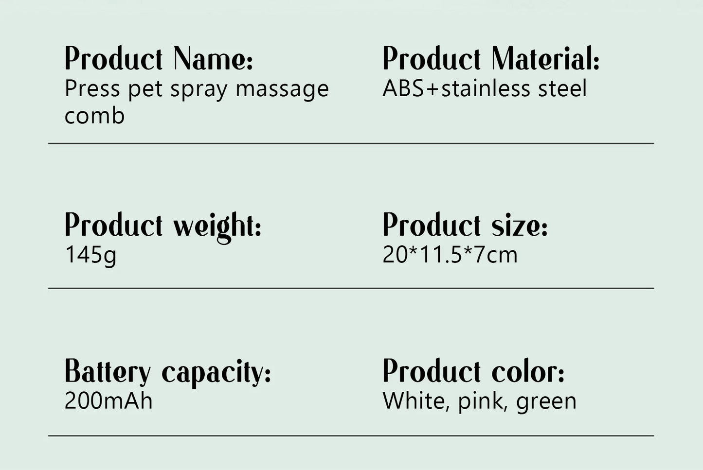 Dog Comb Pet Steam Massage Brush Safe Round Head Soft Teeth Spray Hair Removal Comb for Dog Universal for Cats Dogs Accessories