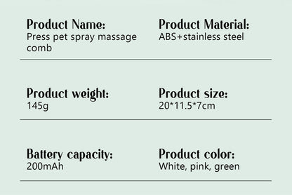 Dog Comb Pet Steam Massage Brush Safe Round Head Soft Teeth Spray Hair Removal Comb for Dog Universal for Cats Dogs Accessories