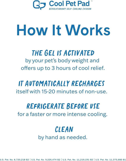 Cool Pet Pad - Large, Sage Grey - Self-Cooling, Pressure Activated Mat for Dogs & Cats from 46-80 lbs - Non-Toxic Gel, N