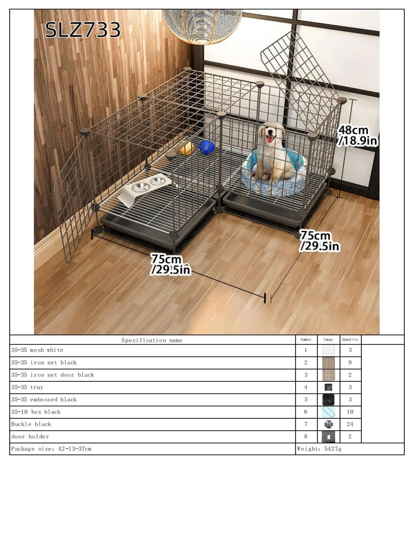 Dog Cage for Medium-Sized Dogs, Small Dogs, Indoor Teacup Dogs, Teddy, Labrador Villa Fence with Toilet, Dog Supplies