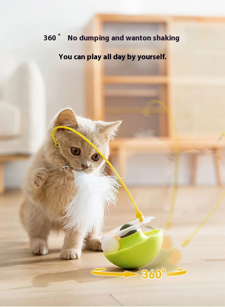 Premium Tumbler Cat Toy, Detachable Teaser Wand, Feather Bell, Catnip Ball, Pet Supplies, Plush Feather Toy