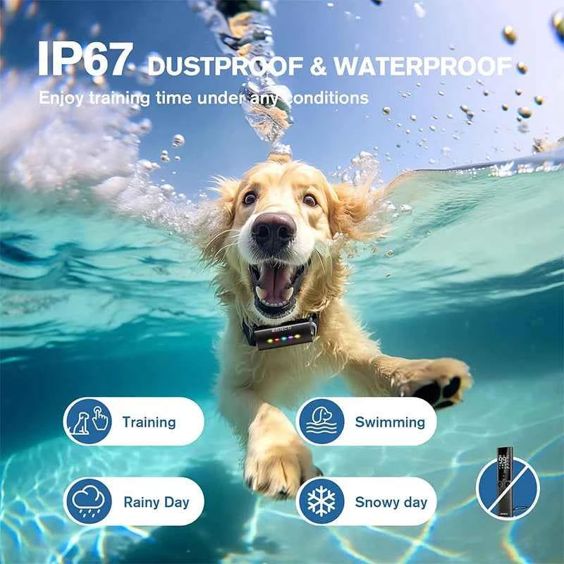 ROJECO  Dog Training Collar with Remote Control 1600FT IP67 Waterproof Electric Dog Collar For Pet Dog Bark Control Stop Collar