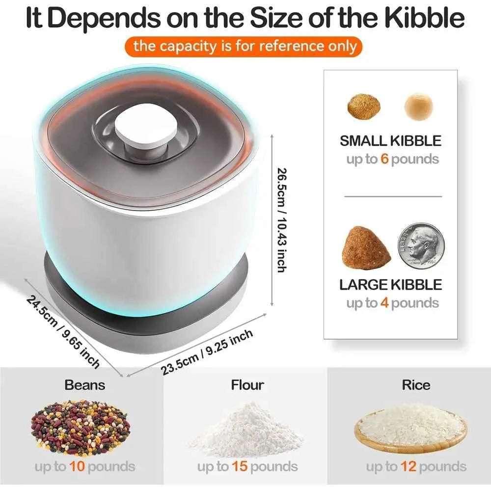 White Pet Food Storage Container for Treats & Dry Food 6 Lb Capacity Kitchen Food Grade Transparent Lid for Easy Viewing