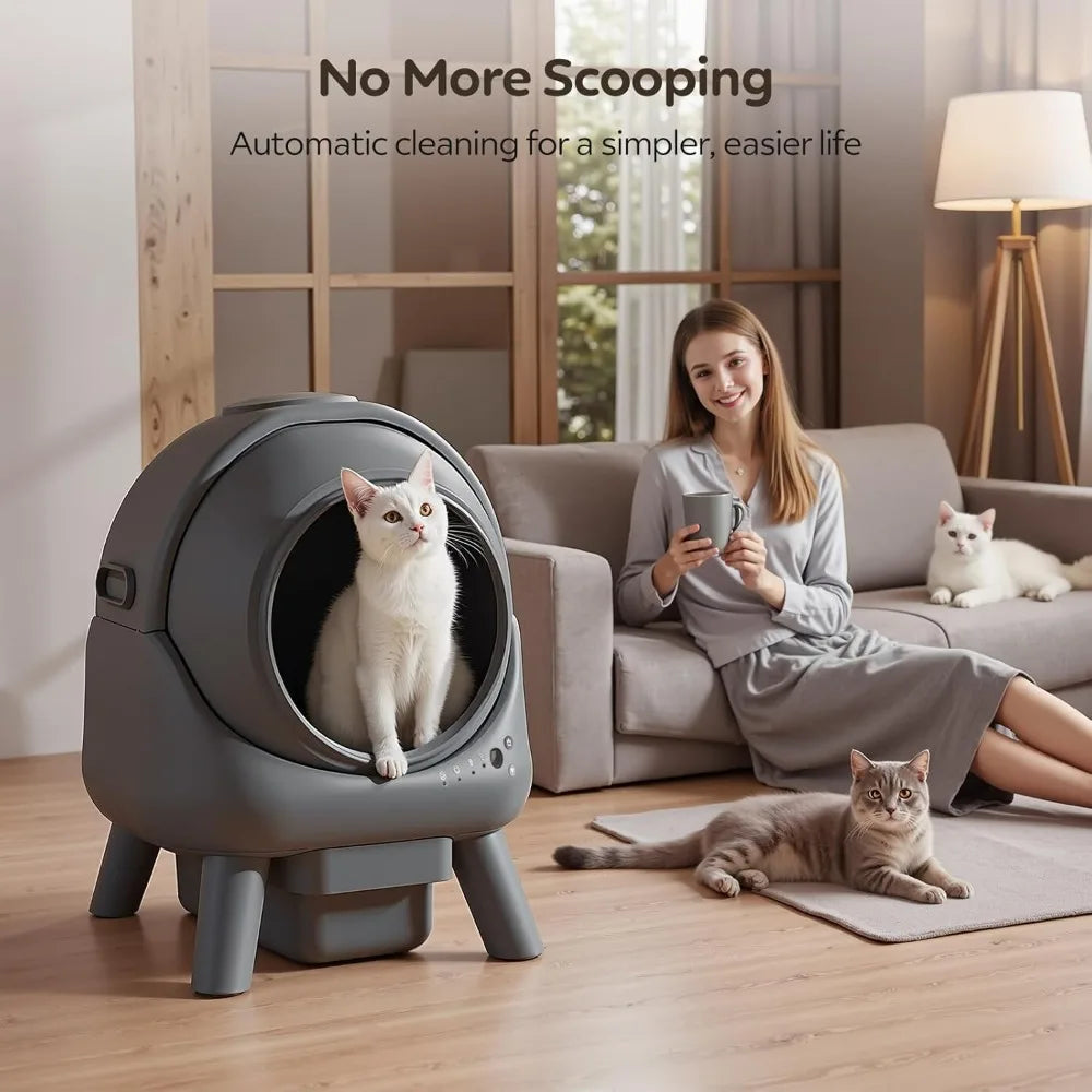 Self Cleaning Litter Box for Multiple Cats | Automatic with App Control | Odor-Free Waste Disposal & Dual Safety Sensors
