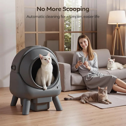 Self Cleaning Litter Box for Multiple Cats | Automatic with App Control | Odor-Free Waste Disposal & Dual Safety Sensors
