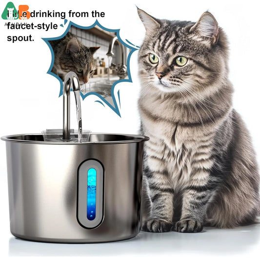 ATUBAN Cat Water Fountain ,74oz/2.2L Cat Fountain for Drinking - Pet Water Fountain Stainless Steel Quiet Water Bowl Dispenser