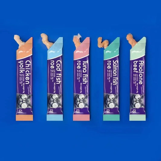 Pet Snacks Cat Strips Young Cat Wet Food Pack Nutrition Abalone+Beef Cod Salmon Formula Mixed Flavor Cat Liquid Snacks 30 Strips