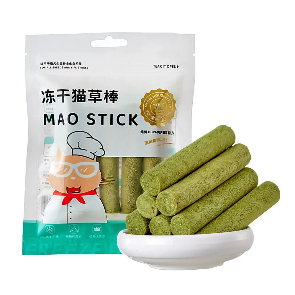 Cat Grass Sticks Grass Chewing Stick Freeze Dried Snacks Mouth Health Teething Digestive Aid Natural Teeth Cleaner Fattening Pet