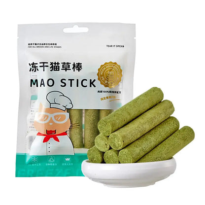 Cat Grass Sticks Grass Chewing Stick Freeze Dried Snacks Mouth Health Teething Digestive Aid Natural Teeth Cleaner Fattening Pet