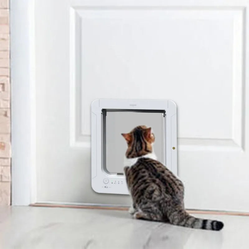 RFID Sensing Smart Cat Door Flap Control Direction Entry Exit Cat Door Intelligent Recognition Cats Hole Electronic Automatic