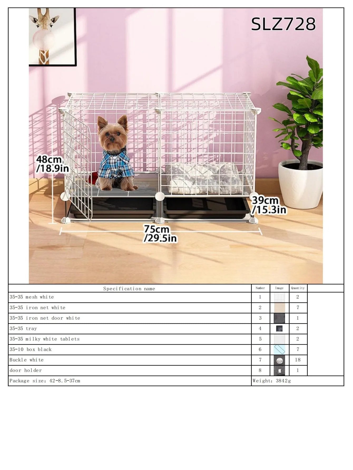 Dog Cage for Medium-Sized Dogs, Small Dogs, Indoor Teacup Dogs, Teddy, Labrador Villa Fence with Toilet, Dog Supplies