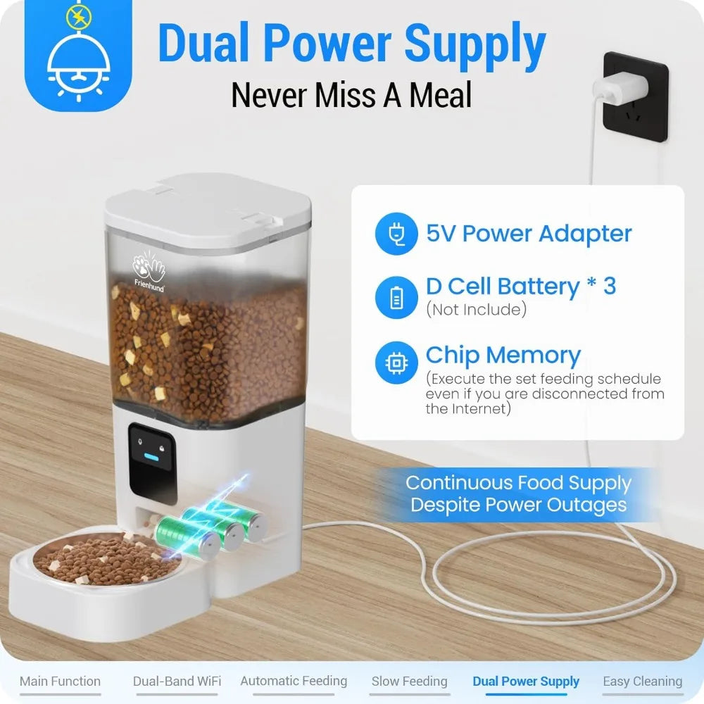 Smart WiFi Pet Feeder with Slow Feed, 7L Capacity, App Control & Alexa Compatible for Cats and Dogs