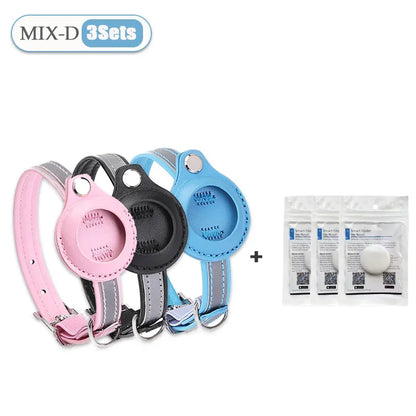 Pet GPS Tracker Leather Pet Adjustable Collars for Apple Airtag Location Tracker Dog Cat Anti-lost Reflective Protection Case