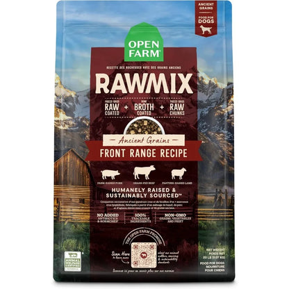 RawMix Dry Dog Food with Ancient Grains Protein-Packed Kibble Coated in Bone Broth with Freeze Dried Raw Chunks Beef Pork and L