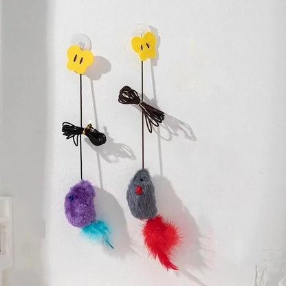 Simulated feather mouse bite-resistant cat toy self-play boredom relief hanging feather teaser wand pet toy