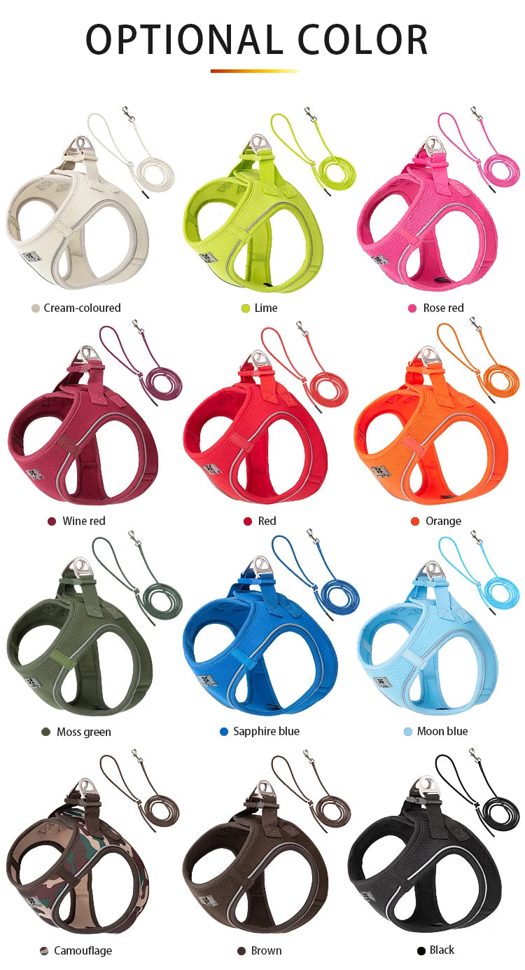 Dog Harness Leash Set for Small Medium Dog Adjustable Reflective Puppy Cat Harness pet Vest Chihuahua Dachshund Outdoor Walking