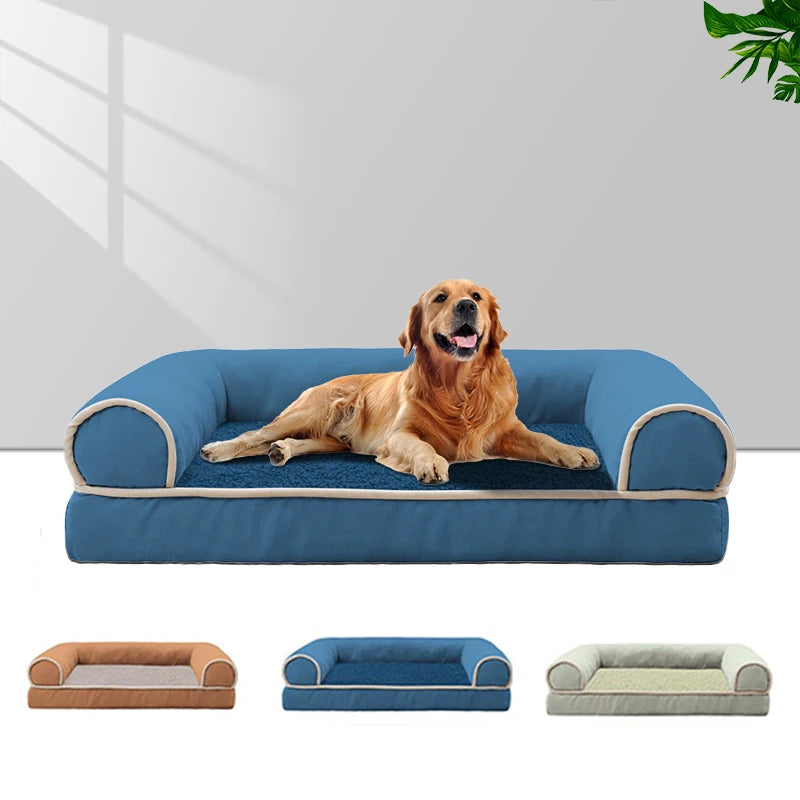 Winter Pet Dog Bed Sofa Deep Sleep Memory Foam Puppy Soft Plush Comfortable Bed Medium Large Square Thickened Warm Mat Kennel