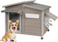 Petscosset Dog House Outdoor, Anti-Chewing Iron Frame Wooden Dog Kennel Outside