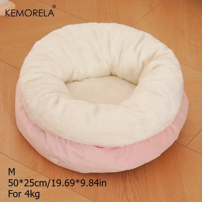 KEMORELA Ultra-Soft Plush round Pet Bed Washable Non-Slip Bottom Winter Cozy Design for Indoor Cats And Small/Medium Dogs