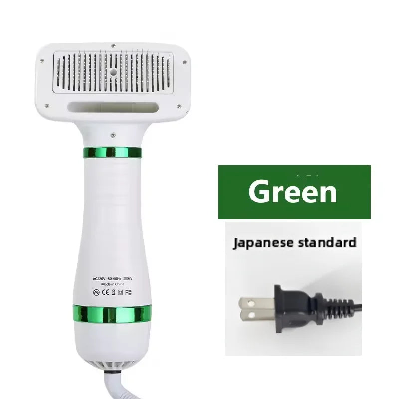 White handheld device with green accents and a power cord on a white background