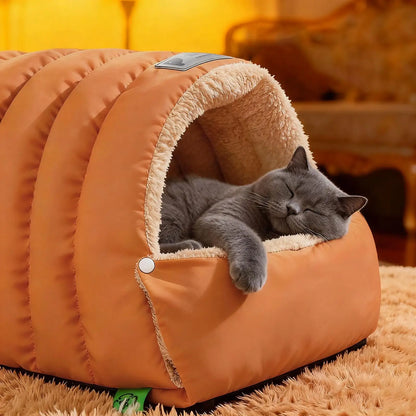 Semi Enclosed Pet Cave Bed Warm Comfortable Windproof Sleeping Sack Washable Pet Nest for Cats Small Dogs Indoor Outdoor