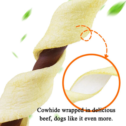 Cowhide Wrapped in Duck Beef Filling Dog Treats for Medium, & Large Dog - Made with Chicken and Cowhide - High Protein