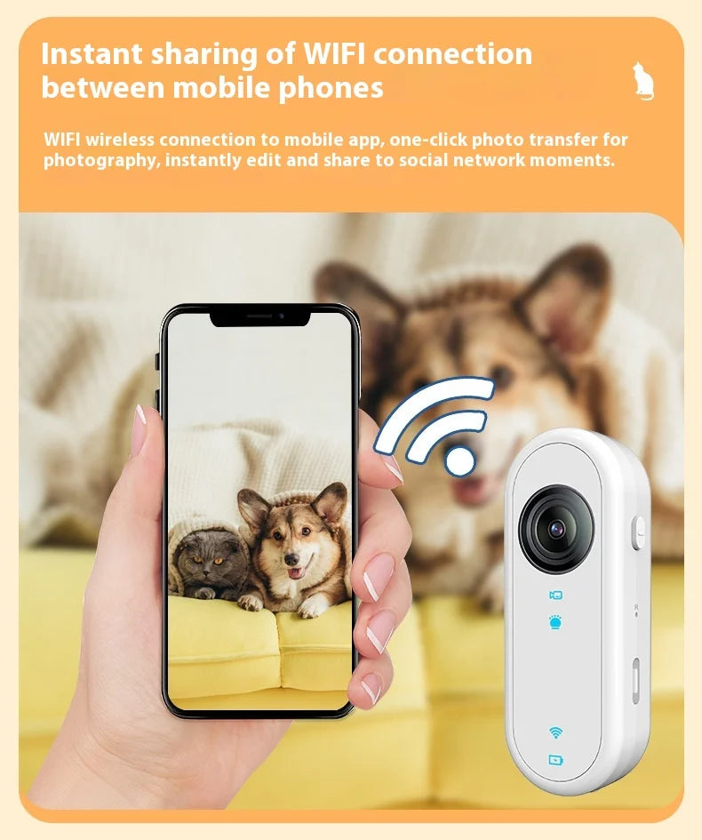 Waterproof Mini Body Camera for Dogs Cats, Outdoor Adventures Pet Camera Cam Smart Collar HD 1080P WiFi App with Video Recording