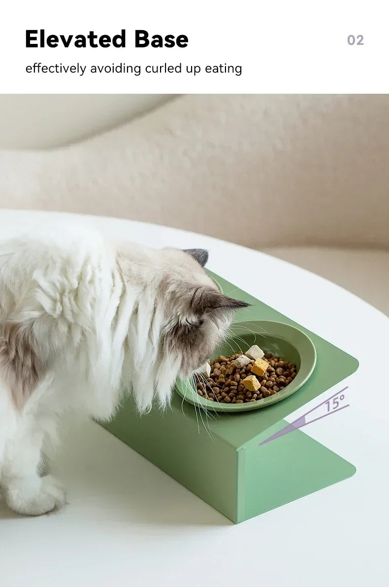 Cat Double Ceramic Bowl with Iron Stand Pet Elevated Raised Food Water Bowls Small Dogs Drinking Eating Feeding Supplies