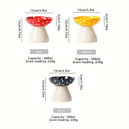 Resin Mushroom Cat Bowl: Tall, 300ml capacity, suitable for cats - ideal for feeding and drinking festivals