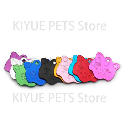 Wholesale 20Pcs Cat ID Tag Cats Name Tag Pendant  Aluminum Pet Accessories Face Nameplate Customized Tag For Cats Collar