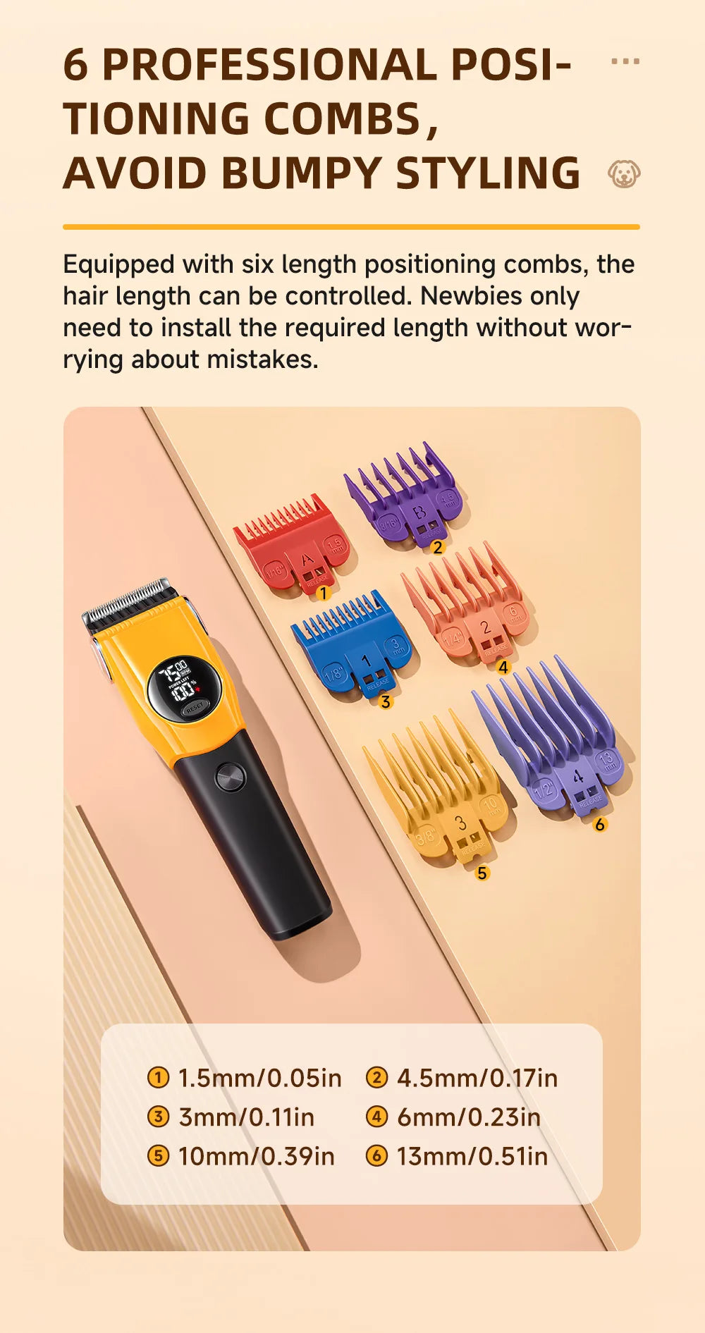 Pet Clipper Professional Dog Hair Trimmer Cat Grooming Shaver 7500/min LED suitable for large, medium, and small pets Trimmers