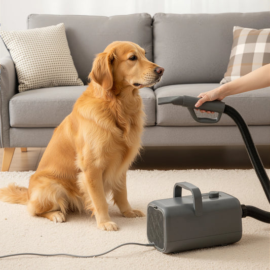 JHK 5-piece Pet Blow Dryer Grooming Vacuum Kit  4 Nozzles 6.5 FT Cord for Low Noise Dog Hair Dryer with Adjustable Cool-Warm-Hot