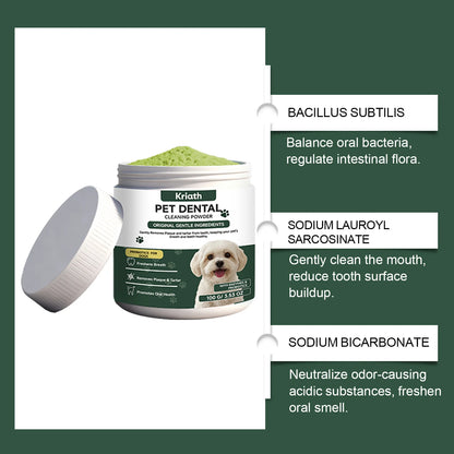 Natural Pet Dental Powder Cat Dog Breath Freshener Oral Health Care Clean Teeth Plaque Defense Enzyme Formula Pet Supplies