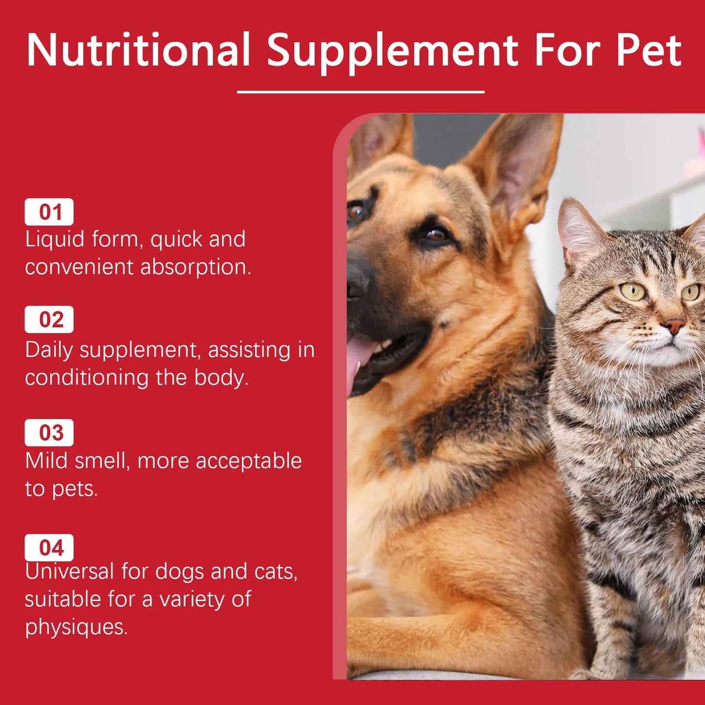 Nutritional Supplement Liquid Boost Pets' Immune System Suitable Dogs Cats Palatable Balanced Formula Gentle Absorbed Daily Care