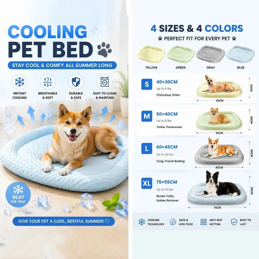 Summer Pet Cooling Mat Ice Silk Breathable Pad Cat Cushion Dog Sleep Nest Kennel Cool Feeling Teddy Bed for Small Medium Pets