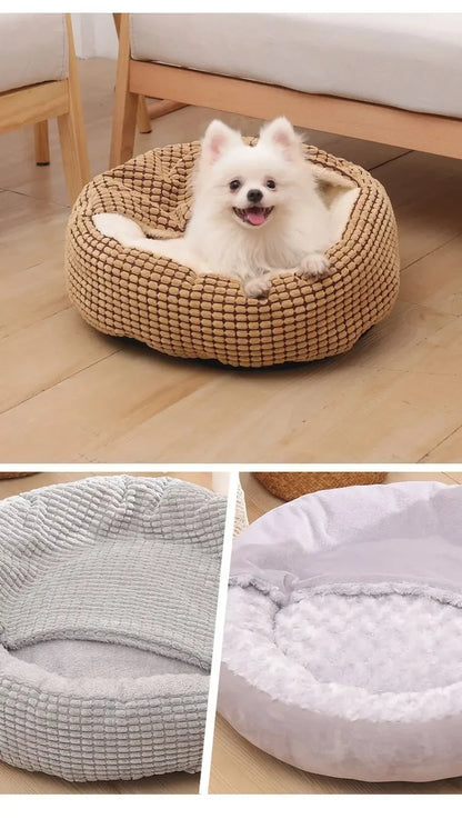 Round Pet Bed For Dog Cat Puppy House Warm Mat Winter Blankets Anti-Stress Orthopedic Fluffy Cat Dog Bed, Suitable For Winter