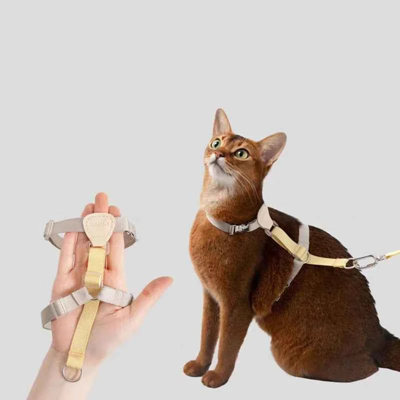 Cat Harness Leash Set Adjustable I-shaped Walking Cat Rope Chest Strap Pet Outdoor Supplies Breathable Harness Leash Puppy Cat
