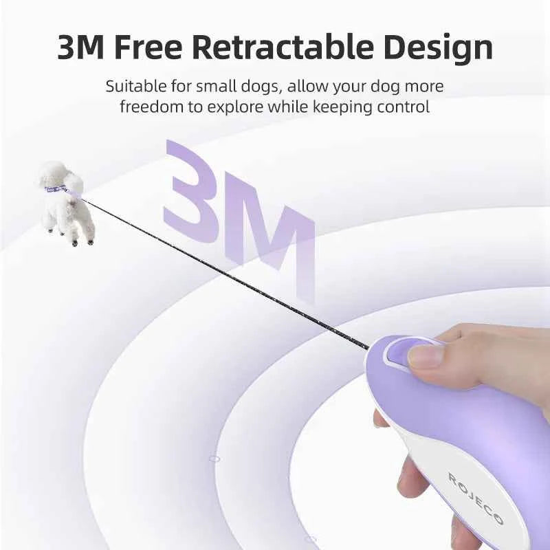 ROJECO Mini Automatic Retractable Dog Leash 3M Extendable Rope For Outdoor Travel Walking Hiking Pet Cat Dogs Traction Rope Lead
