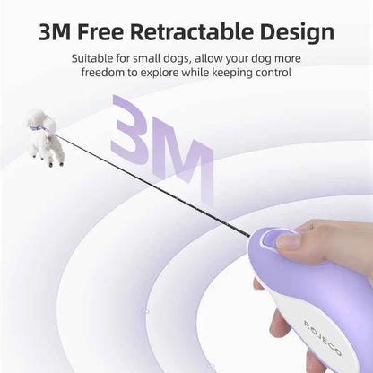ROJECO Mini Automatic Retractable Dog Leash 3M Extendable Rope For Outdoor Travel Walking Hiking Pet Cat Dogs Traction Rope Lead
