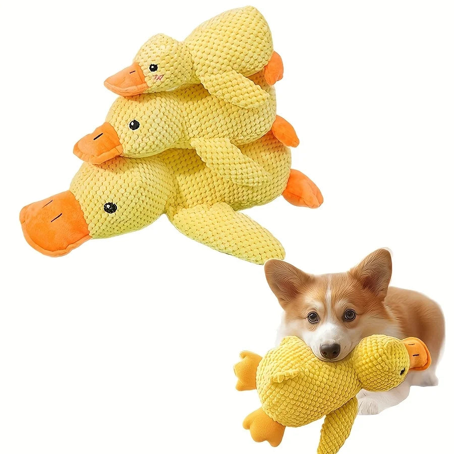 Plush Squeaky Duck Dog Toy-Bite-Resistant,Soft Chew Toy for Medium to Small Breeds Interactive Sound Effects,for Play & Training