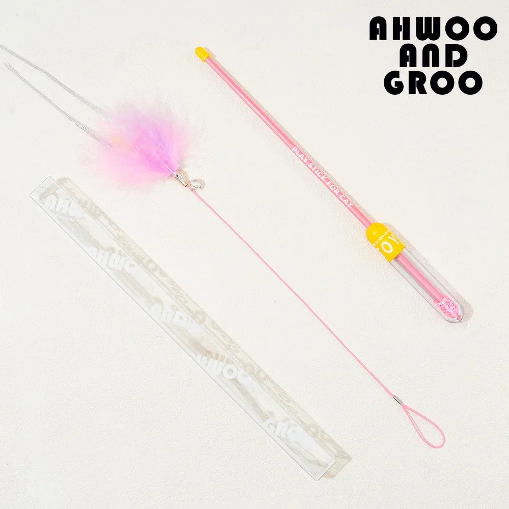Starry Sky Cat Teaser Wand Kitty Interactive Toys Kitten Funny Feather Colorful Three Sections Rod Teaser Wand Pet Cat Supplies