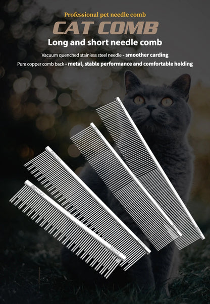 Fenice Professional Anti-Corrosion Grooming Comb For Dogs Cats Tapered Stainless Steel Pins Pet Grooming Supplies