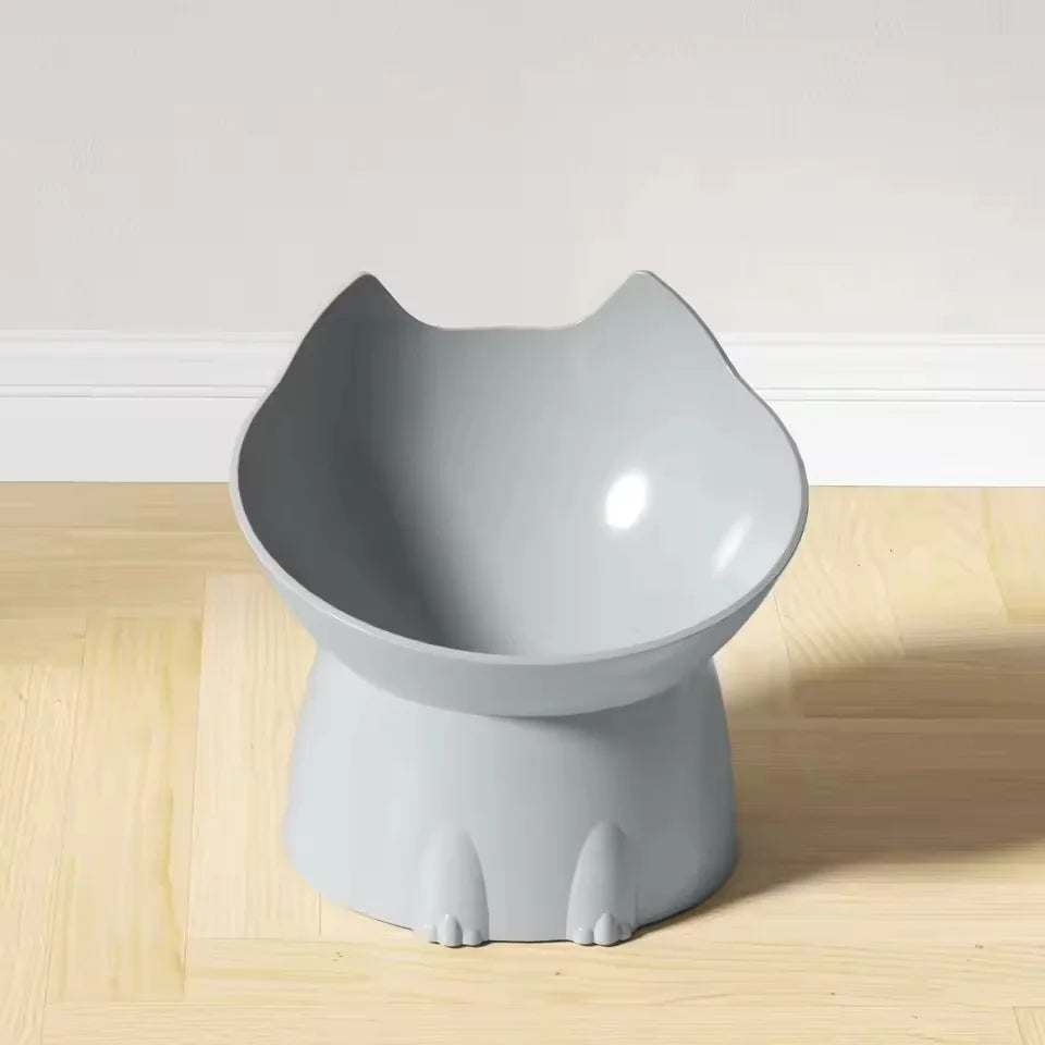 Elevated Cat Bowl Neck Protector Anti Vomiting Food Water Bowls for Indoor Cats Kittens Anti-Tip Plastic Raised Pet Feeding Dish