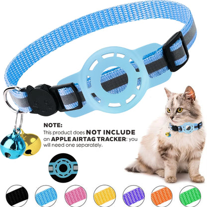 for Apple Air Tag Tracker Breakaway Cat Collar, with Airtag Case Reflective Kitten Collar with Bell for Cats,Small Dog Collar