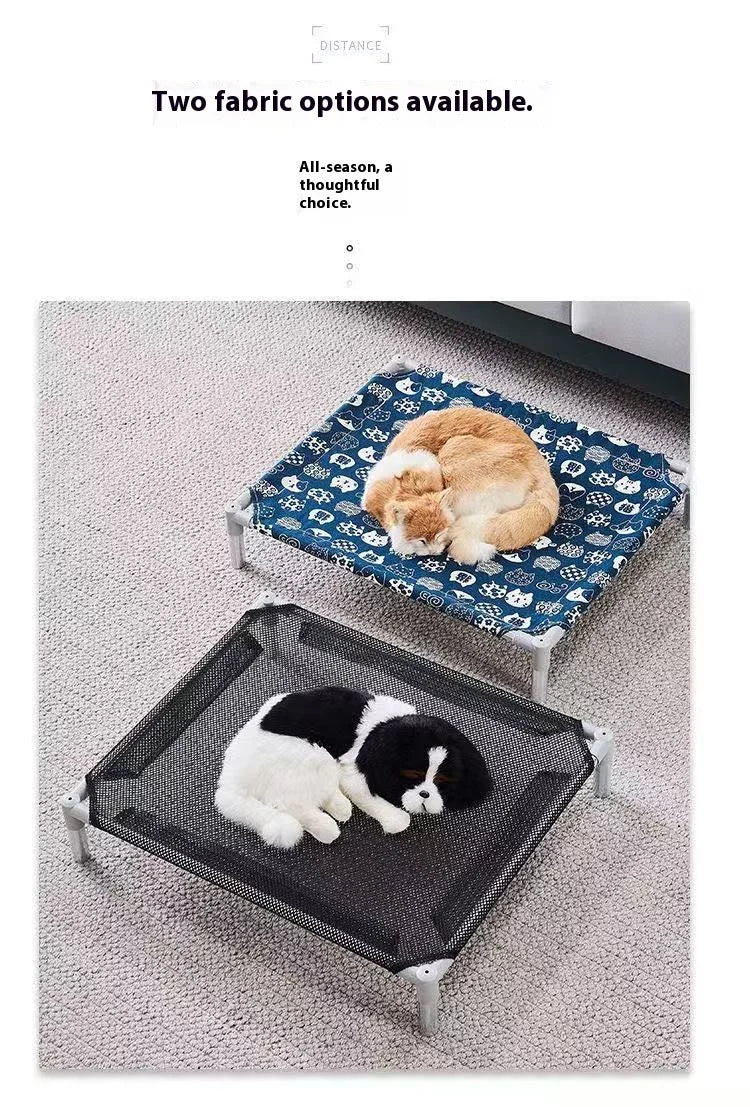 Stainless Steel Pet Cot Elevated Dog Bed - All Season Military Style Removable Washable Moisture Proof for Small Dogs Cats
