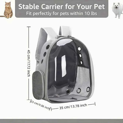 SpaceCapsule Pet Backpack - BreathableTransparent Travel Carrier,Suitable for Cats and Small Dogs Equipped with Zippers Portable