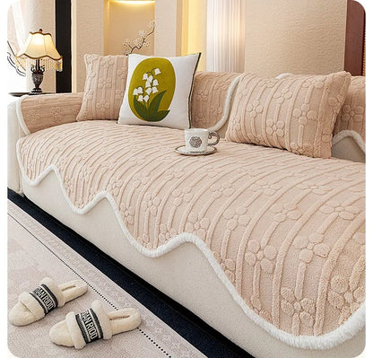 Thicken Plush Sofa Covers Winter Warm Universal Couch Mat Retro Style Anti-slip Sofa Seat Pad Decor for Living Room 방석쿠션
