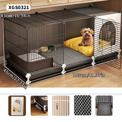 Dog Cage for Small and Medium-Sized Dogs, Indoor Household Use, Teddy Bichon Dog House with Tray, Integrated Toilet, Cat Cage, Dog Fence