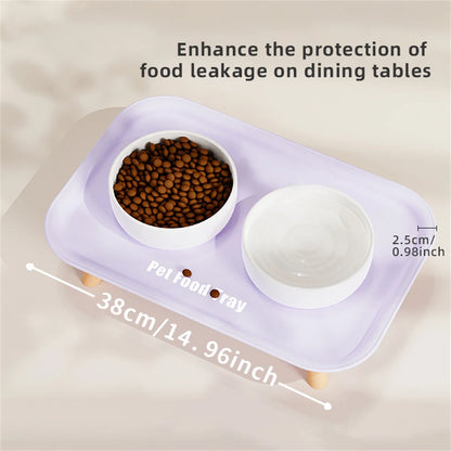Pet Ceramic Bowl Double-Way Anti-Splash Anti-Flip Cat Dish Neck Protection Dog Bowl Water Bowl Prevent Spill Dog Feeder