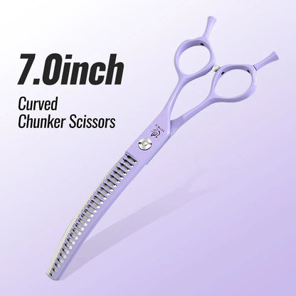Fenice Dog Beauty Scissors Colorful 6.5/7/7.5 inch JP440C Professional Dog Grooming Scissors Curved Thinner Chunker Shears Tools